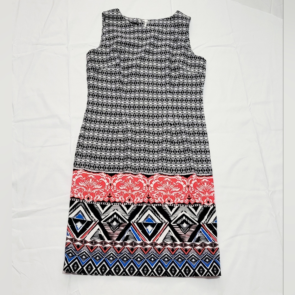 Mario Serrani Italy Womens Multicolor Sleeveless Sheath Dress SZ 4